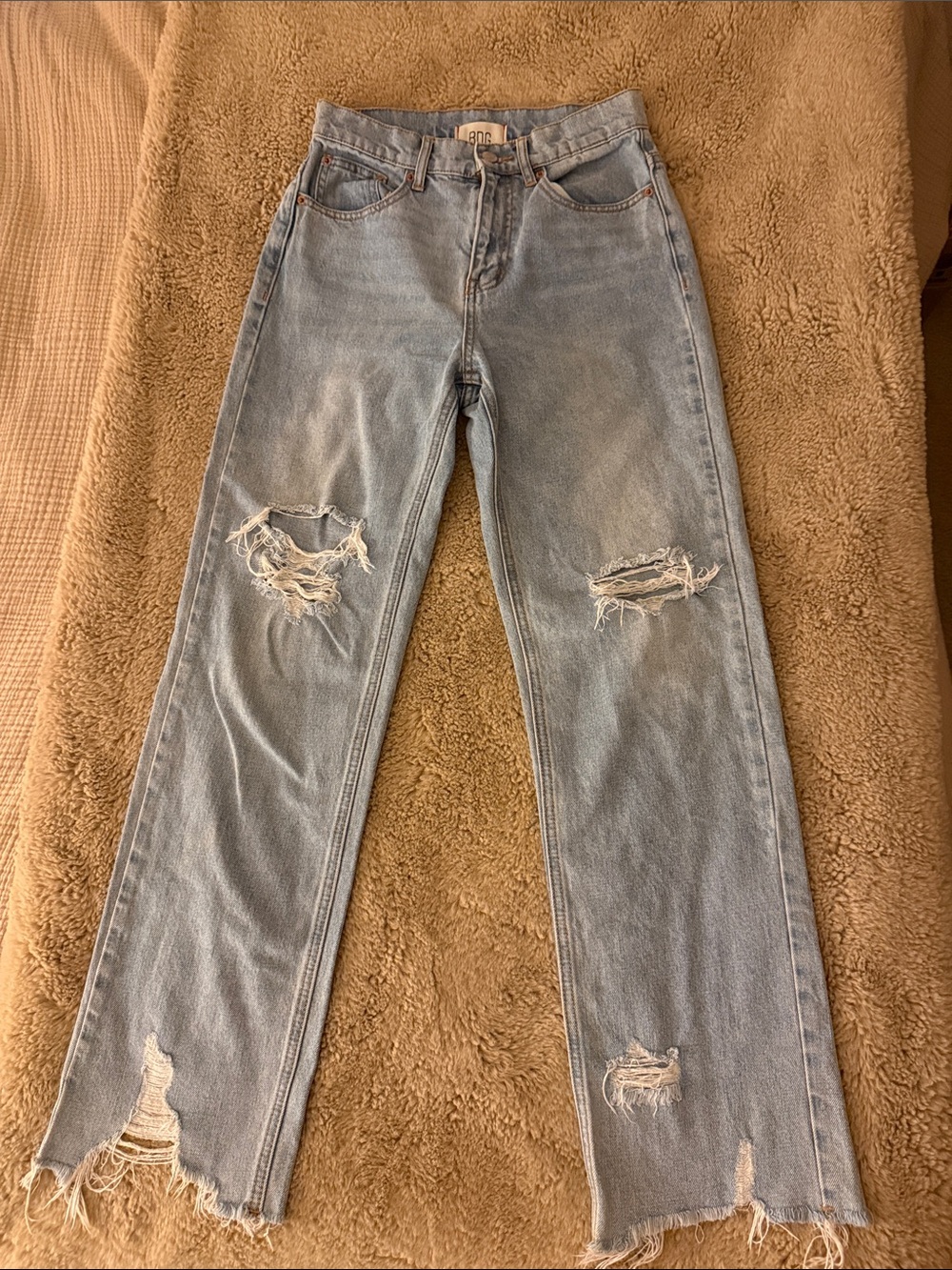 BDG Light Blue Distressed Straight Leg Jeans